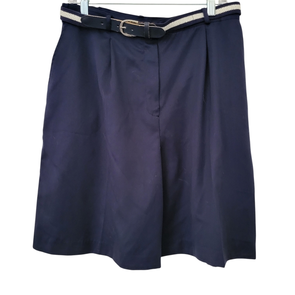 Alfred Dunner Belted Shorts Blue sz 14